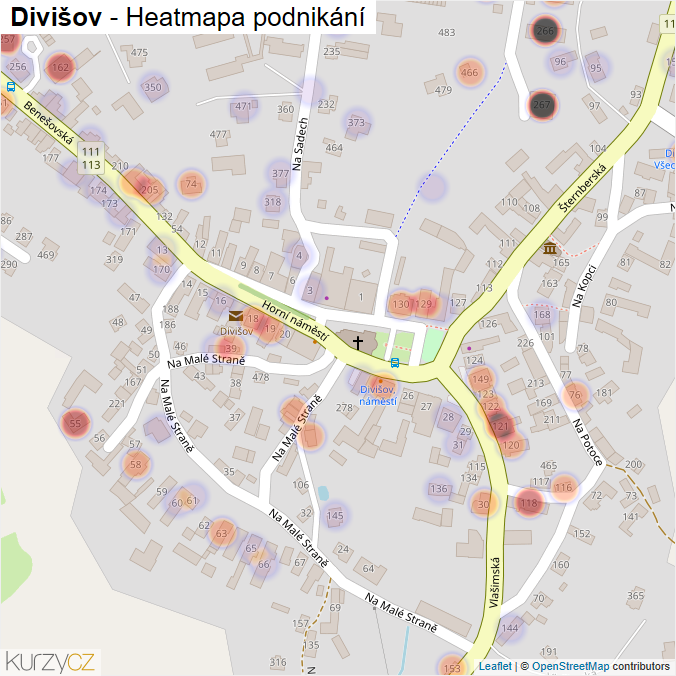 Mapa Divišov - Firmy v části obce.