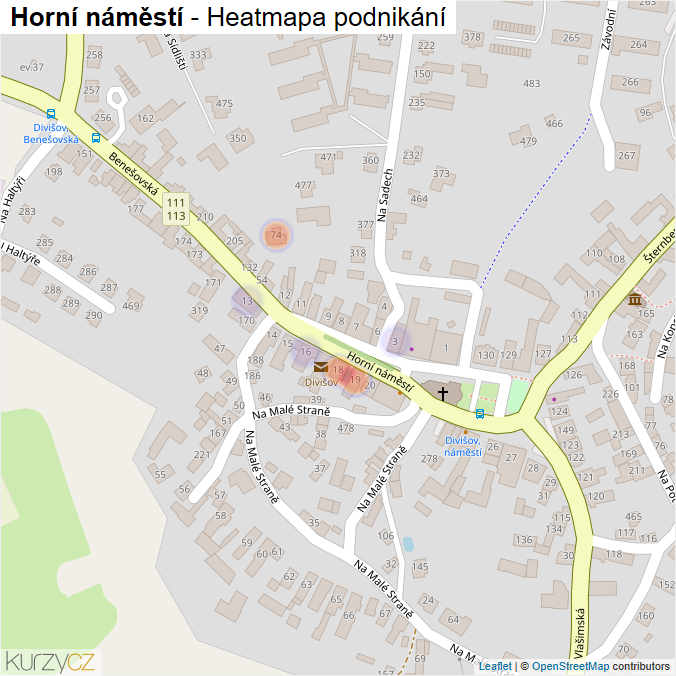 Mapa Horní náměstí - Firmy v ulici.