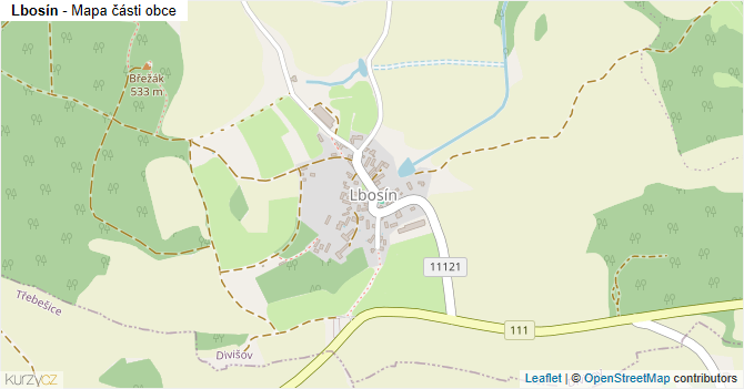 Lbosín - mapa části obce