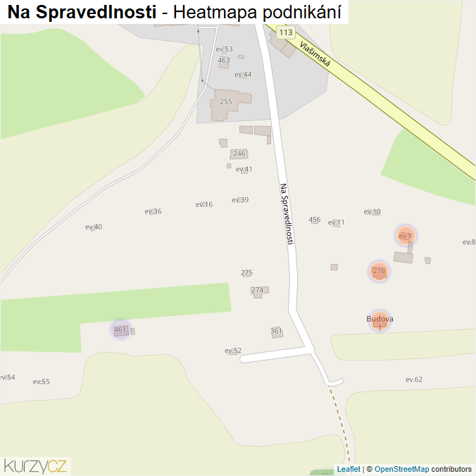 Mapa Na Spravedlnosti - Firmy v ulici.