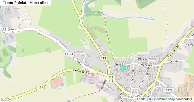 Třemošnická - mapa ulice