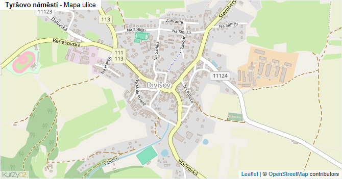 Tyršovo náměstí - mapa ulice