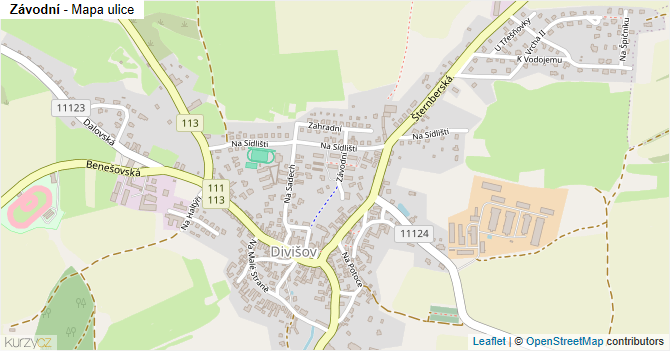 Závodní - mapa ulice