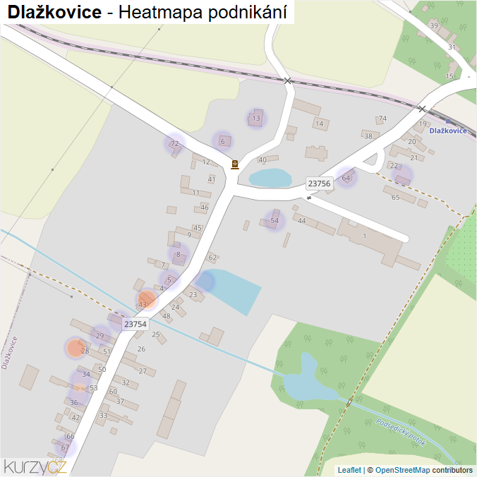 Mapa Dlažkovice - Firmy v části obce.