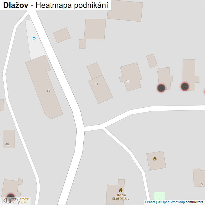 Mapa Dlažov - Firmy v obci.