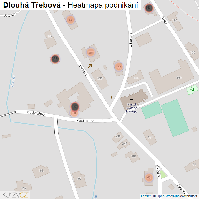 Mapa Dlouhá Třebová - Firmy v obci.