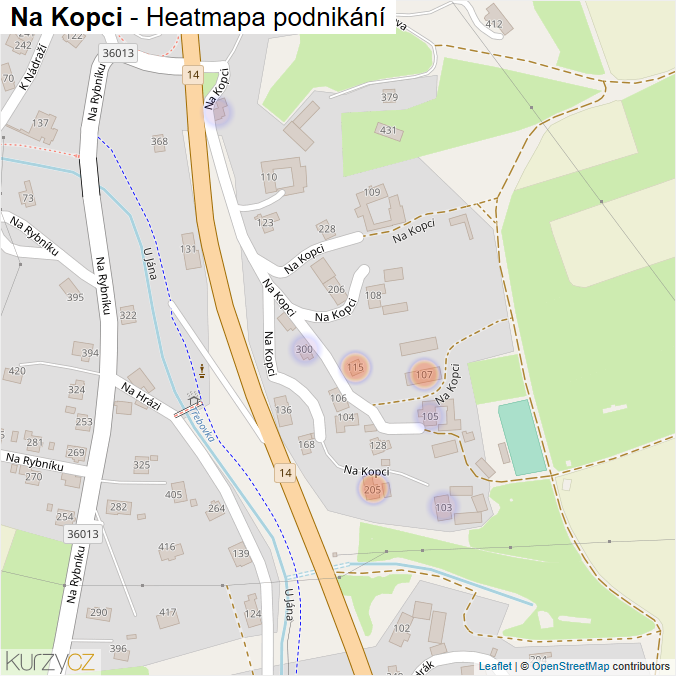 Mapa Na Kopci - Firmy v ulici.