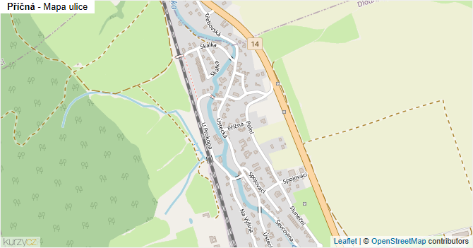Příčná - mapa ulice