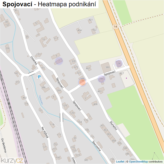 Mapa Spojovací - Firmy v ulici.