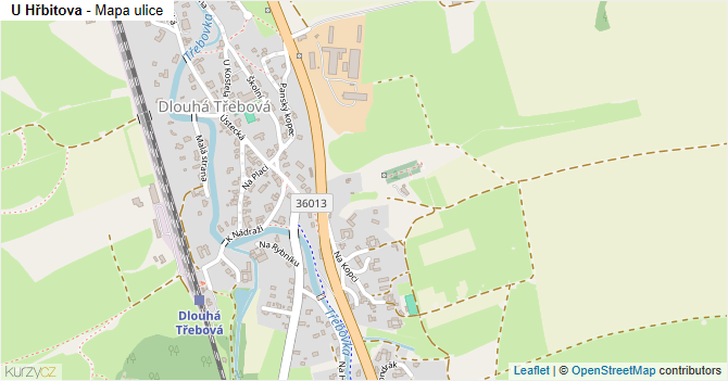 U Hřbitova - mapa ulice