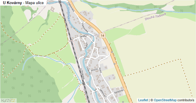 U Kovárny - mapa ulice