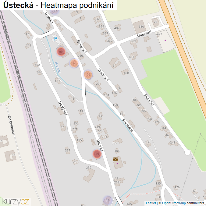 Mapa Ústecká - Firmy v ulici.