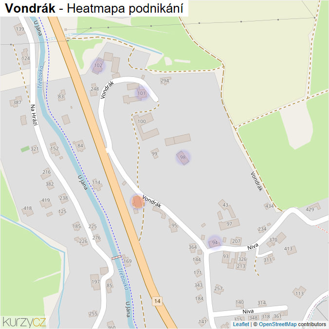 Mapa Vondrák - Firmy v ulici.