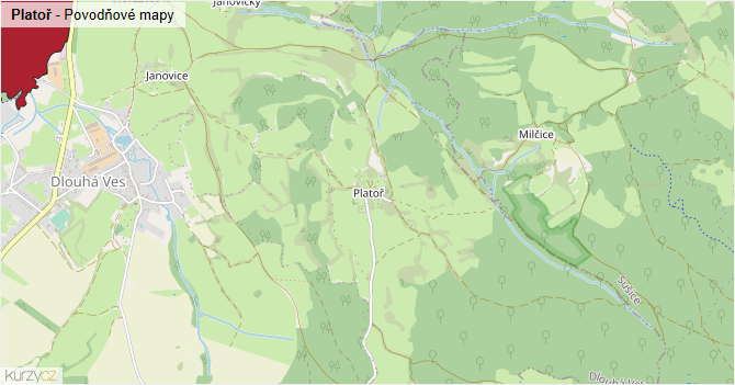 Platoř - záplavové mapy stoleté vody