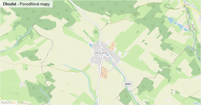 Dlouhé - záplavové mapy stoleté vody