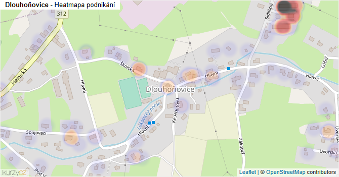 Dlouhoňovice - mapa podnikání