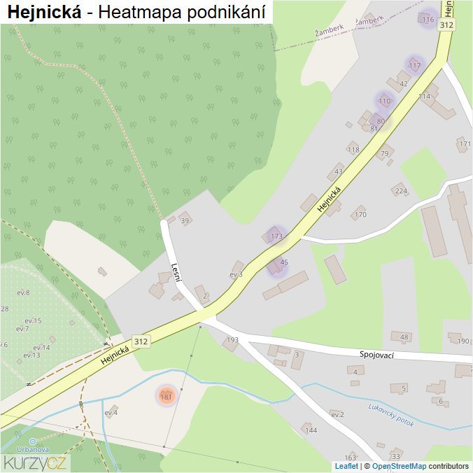 Mapa Hejnická - Firmy v ulici.