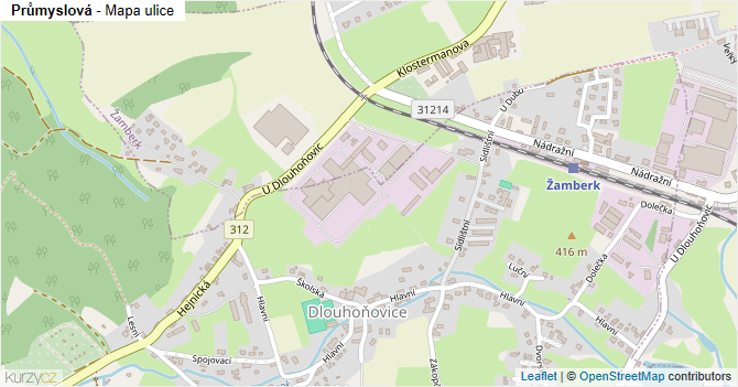 Průmyslová - mapa ulice