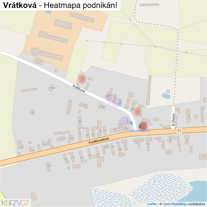 Mapa Vrátková - Firmy v ulici.