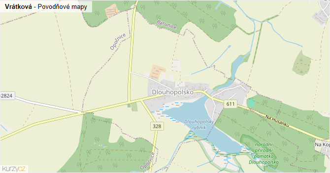 Vrátková - záplavové mapy stoleté vody