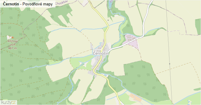 Černotín - záplavové mapy stoleté vody