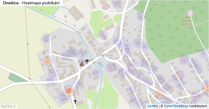 Dnešice - mapa podnikání