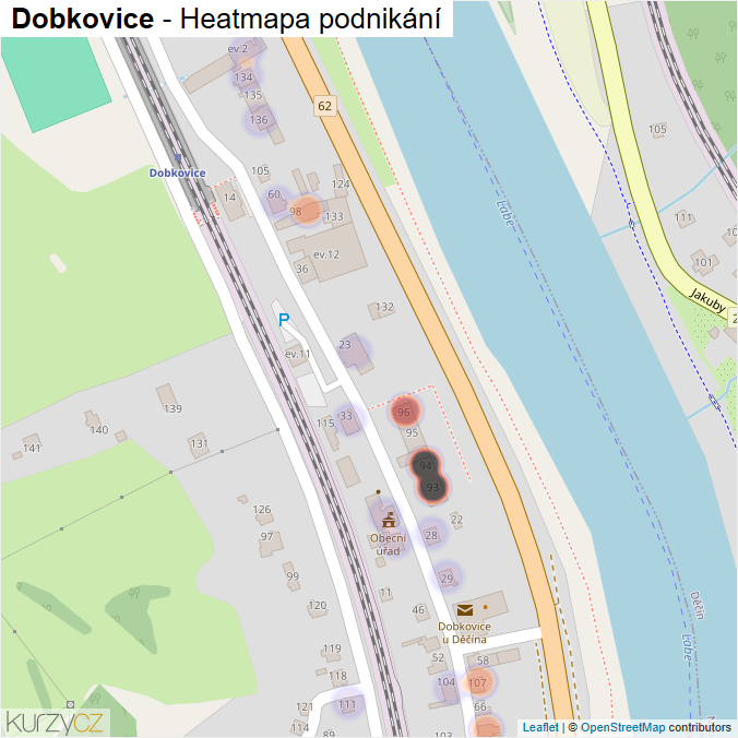 Mapa Dobkovice - Firmy v části obce.