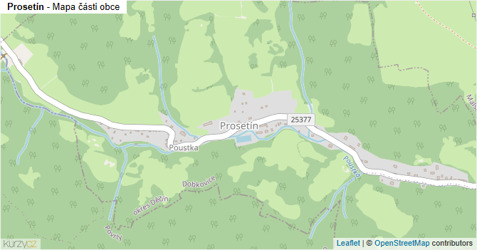 Prosetín - mapa části obce