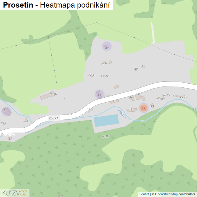 Mapa Prosetín - Firmy v části obce.
