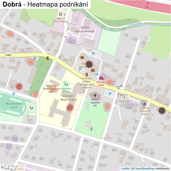Mapa Dobrá - Firmy v části obce.