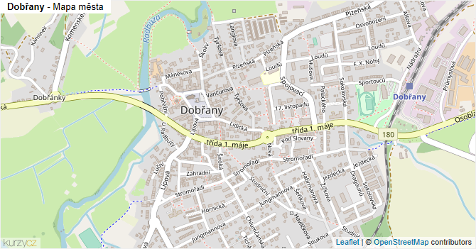 Dobřany - mapa města