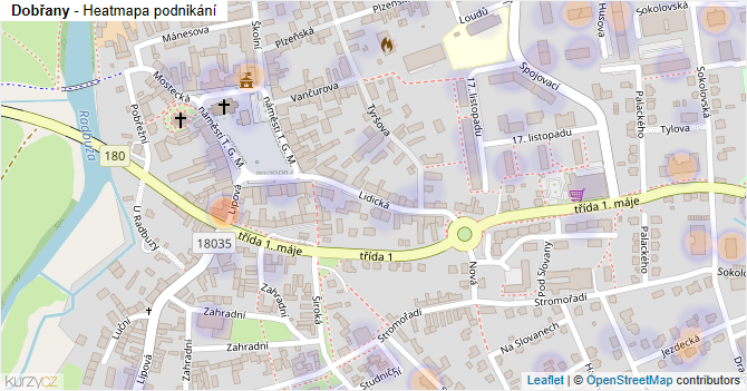 Dobřany - mapa podnikání