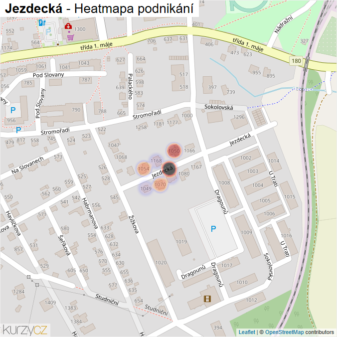 Mapa Jezdecká - Firmy v ulici.