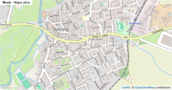 Nová - mapa ulice