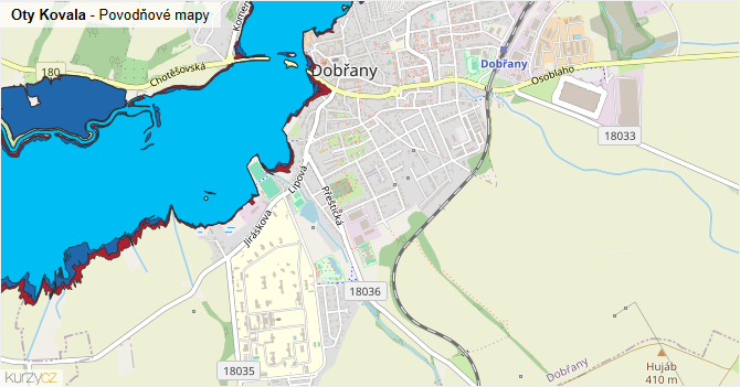 Oty Kovala - záplavové mapy stoleté vody