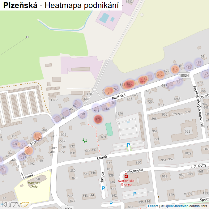 Mapa Plzeňská - Firmy v ulici.