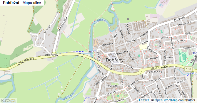 Pobřežní - mapa ulice