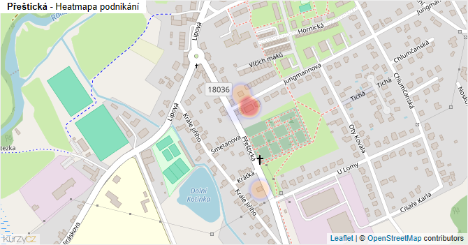 Přeštická - mapa podnikání