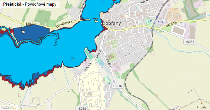 Přeštická - záplavové mapy stoleté vody