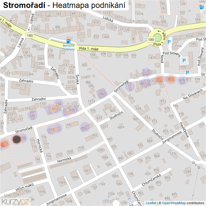 Mapa Stromořadí - Firmy v ulici.