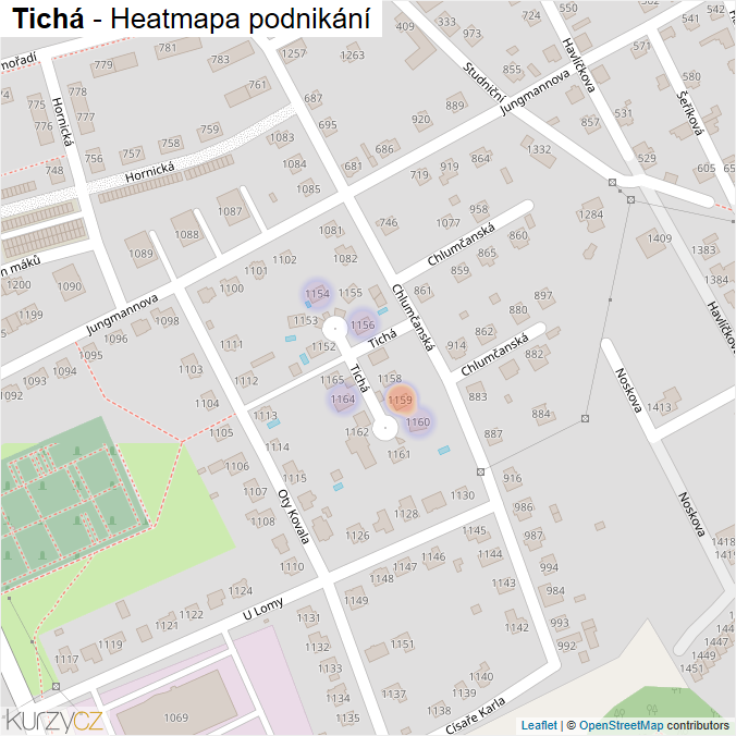 Mapa Tichá - Firmy v ulici.