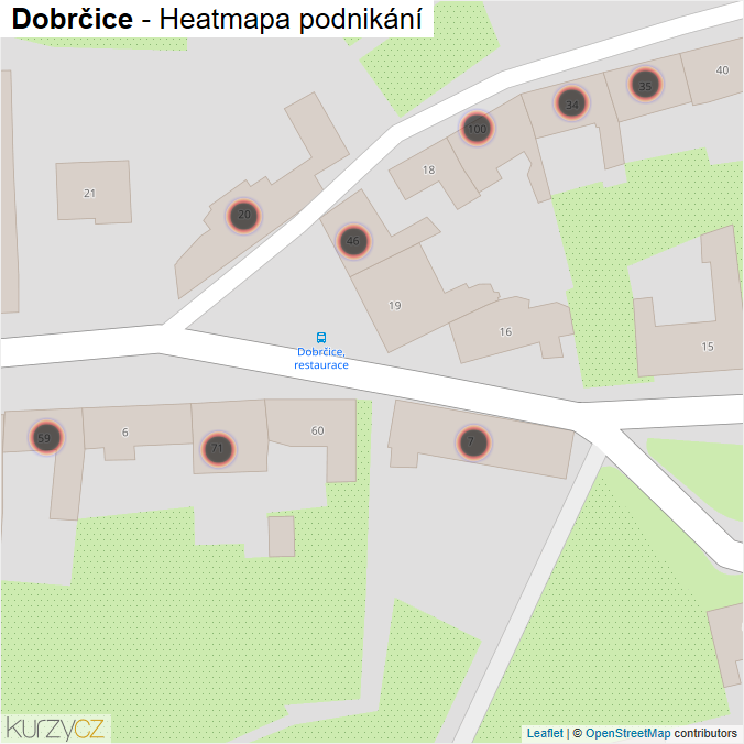 Mapa Dobrčice - Firmy v obci.