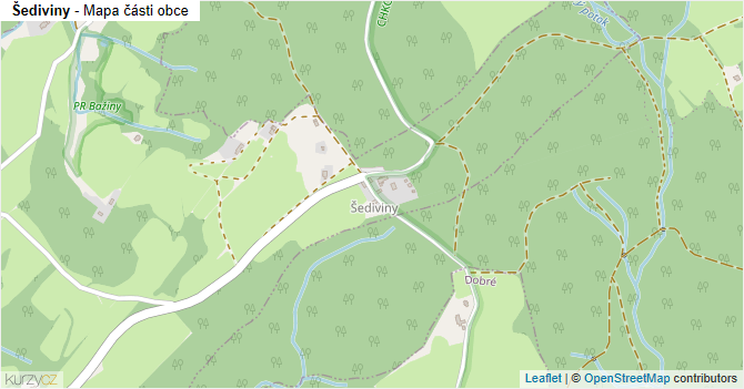 Šediviny - mapa části obce
