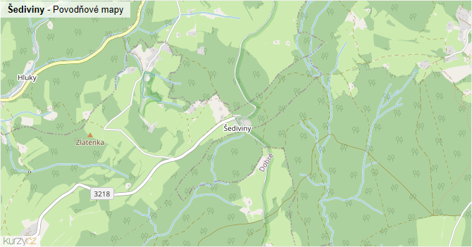Šediviny - záplavové mapy stoleté vody