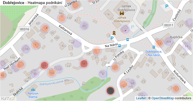 Dobřejovice - mapa podnikání