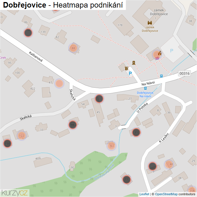 Mapa Dobřejovice - Firmy v obci.