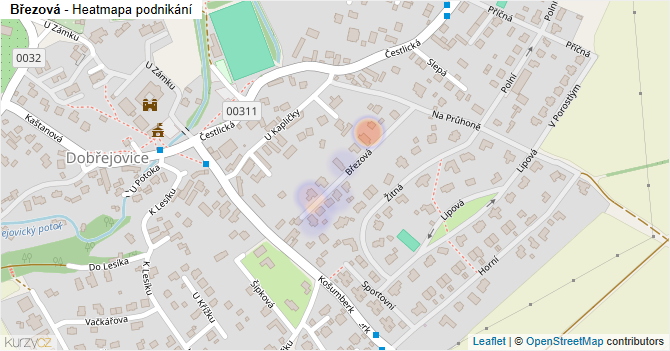 Březová - mapa podnikání