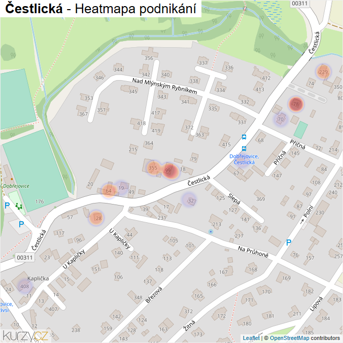 Mapa Čestlická - Firmy v ulici.