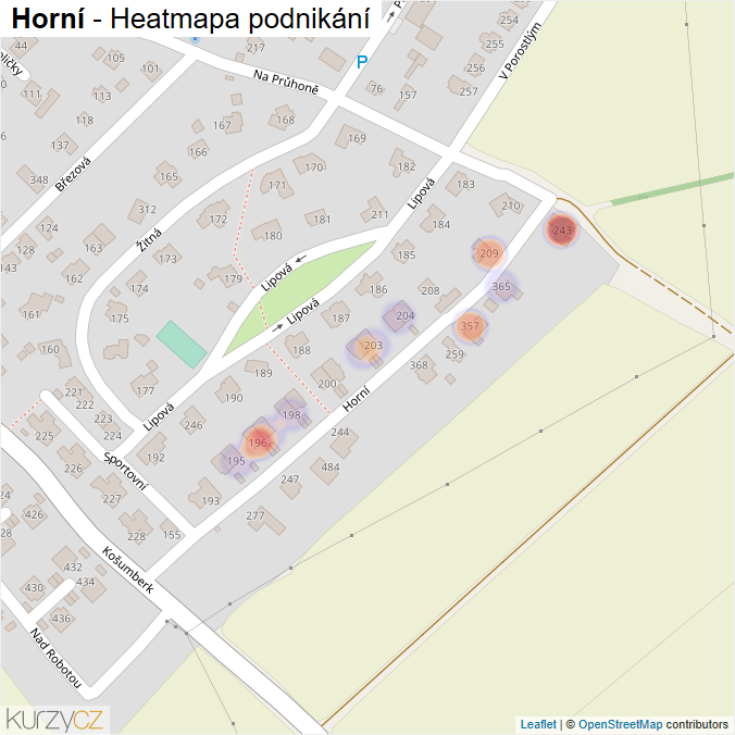 Mapa Horní - Firmy v ulici.