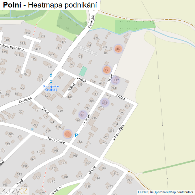 Mapa Polní - Firmy v ulici.
